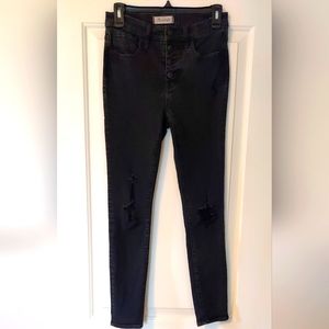 Madewell 9" Mid Rise Black Distressed Skinny Jeans Size 26